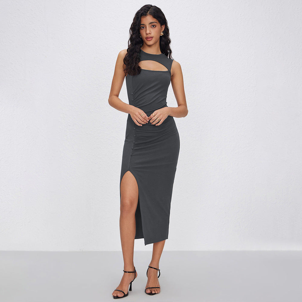 Sexy Slim Sexy Hollow Out Cutout Design Sneaky Design Side Split Dress Bella Mia